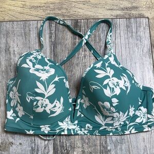 Shade & Shore Teal and White Floral Bra